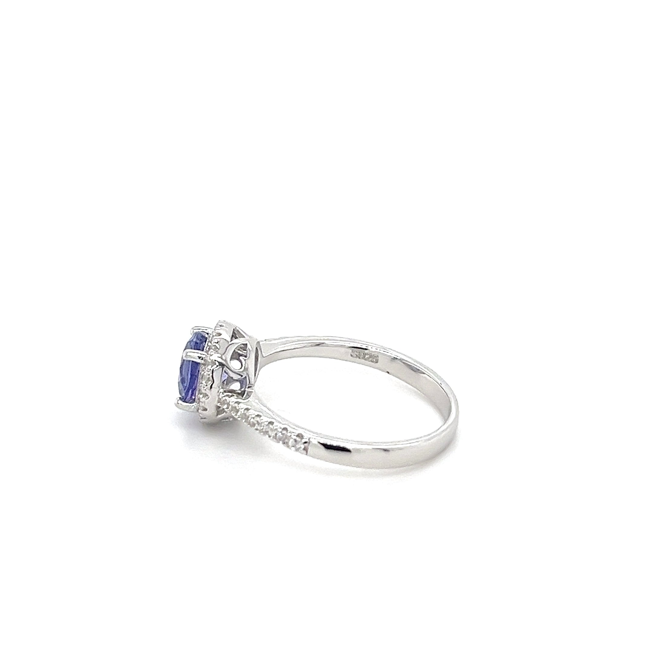 0.935ct Tanzanite Ring | 925 Sterling Silver with Rhodium Plating (PJC4602R)